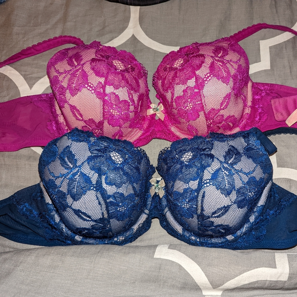 Two 36dd Body by Victoria lined Demi adjustable cross straps